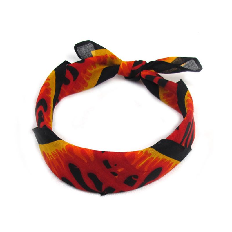 Youyo Khăn Choàng Cổ Vuông Không Đường May In Họa Tiết Ngọn Lửa Phong Cách Hip Hop Harajuku Nec Đa Năng Khi