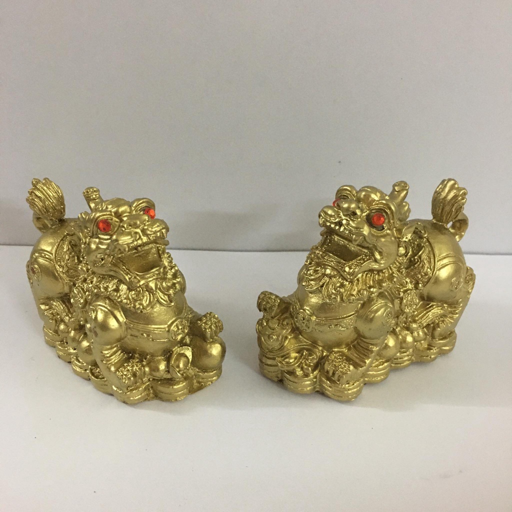 Cặp tỳ hưu tỳ hưu phong thủy màu vàng sơn đồng thu tài hút lộc chỉ 99k 1 cặp 2 ông