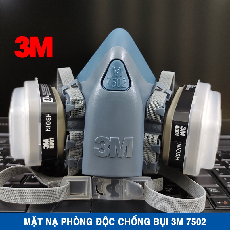 [Trọn Bộ] Mặt Nạ Phòng Độc Chống Bụi 3M 7502 (Sử Dụng Phin Lọc 6001 - Hàn Quốc)