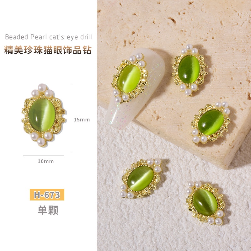 Phụ Kiện Trang Sức Móng Tay Bằng Hợp Kim Đính Ngọc Trai Và Đá opal Thần Kỳ Mới