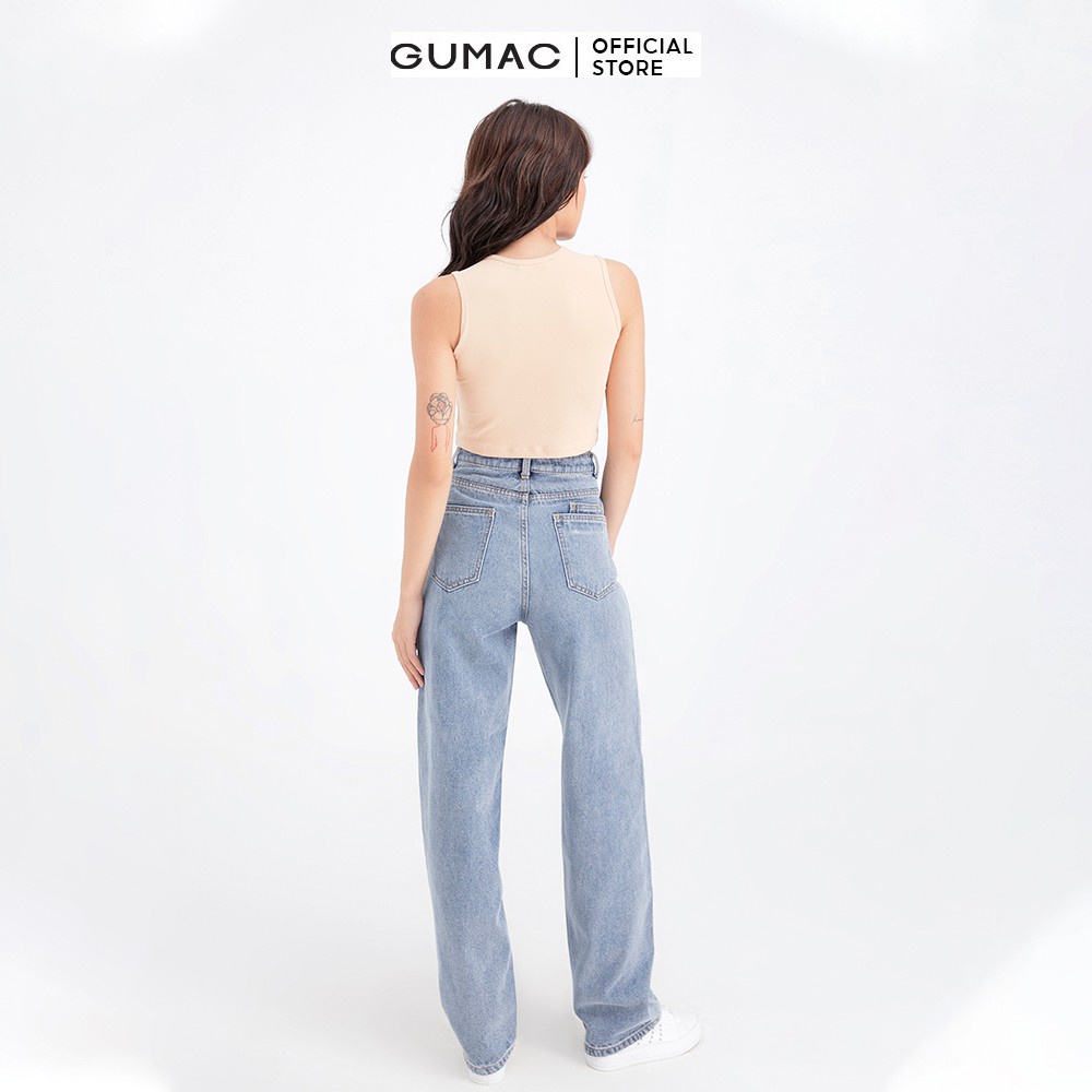 [Mã WABRGUM giảm 10% tối đa 30K đơn 99K] Quần jeans nữ ống rộng GUMAC QJB681