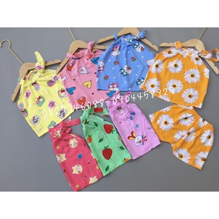 Bộ lanh cổ yếm bé gái, chất lanh lụa (tole) cao cấp .Size 3-17kg