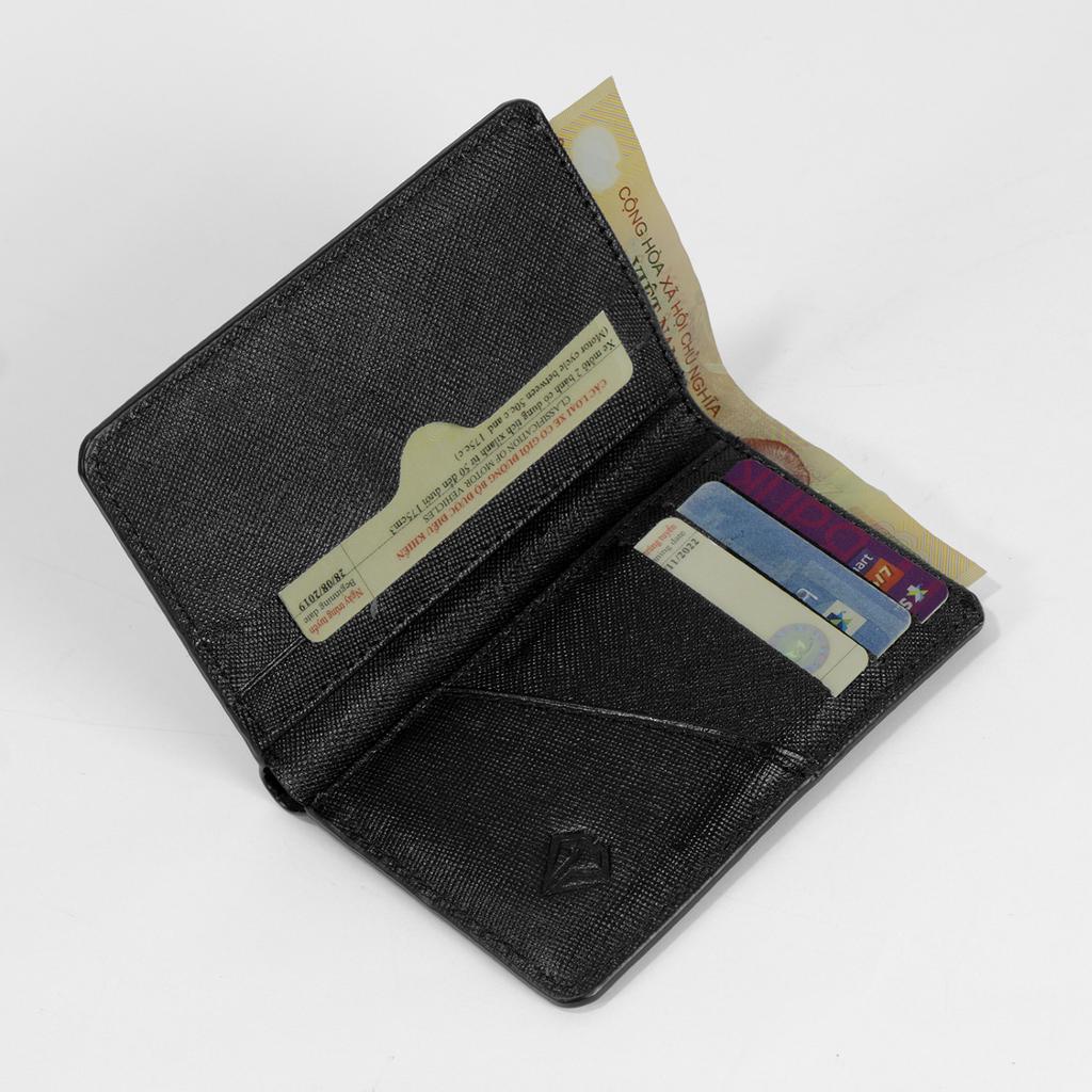 Ví đựng thẻ card G2 mini kiểu bóp đứng nam dáng ví dọc nhỏ ngọn bằng da Saffiano cao cấp bảo hành đổi mới trong 24 tháng
