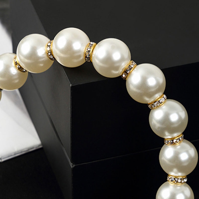 Dây đeo túi xách/ điện thoại bằng thép đính ngọc trai giả phối dây xích thời trang