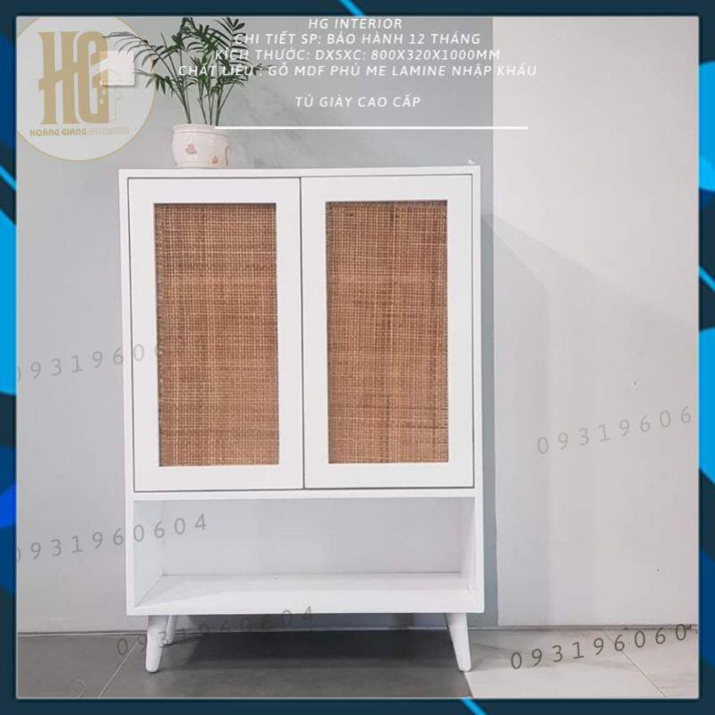 FREE SHIP- Tủ Giày Gỗ MDF Phối Mây Đan Tự Nhiên Được SX Bởi HG Interior, kích thước D80xS32xC100cm