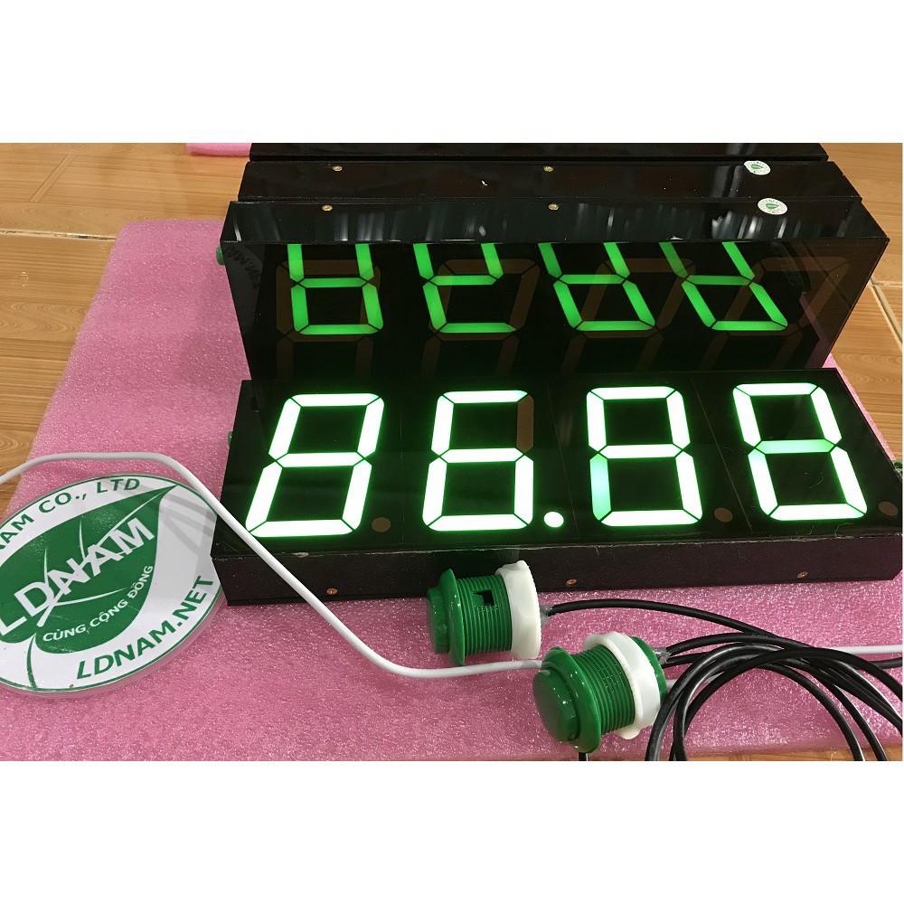 Đồng hồ bấm giờ 4 số LED 7 đoạn 65x86 xanh lá LDNam