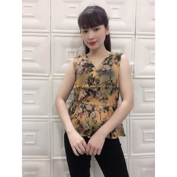 Áo lụa giấy vạt chéo nơ eo xinh xắn hot hit