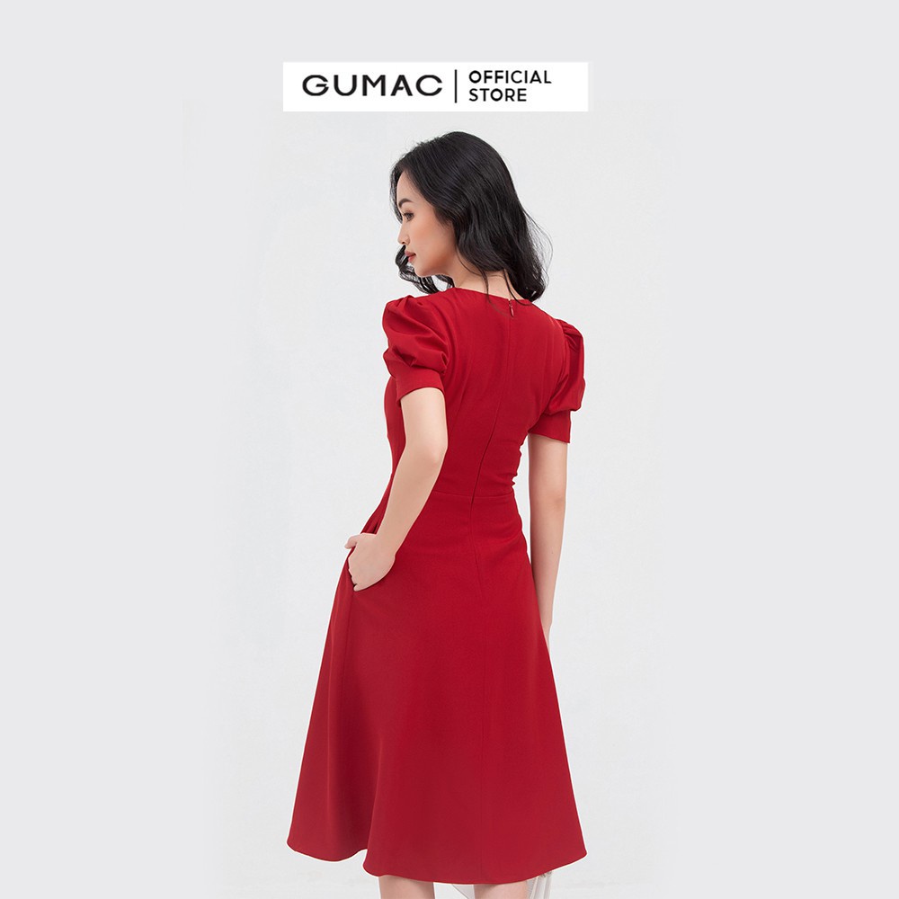[Mã WABRGU50 giảm 10% đơn 250K] Đầm nữ cổ V phối phụ kiện GUMAC ôm body quyến rũ DC03032 | BigBuy360 - bigbuy360.vn