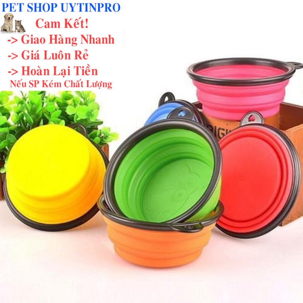 Chén gấp gọn dành cho Chó Mèo Đường kính 12cm Chất liệu nhựa mềm, an toàn cho thú cưng, Tiện lợi, Gọn gàng