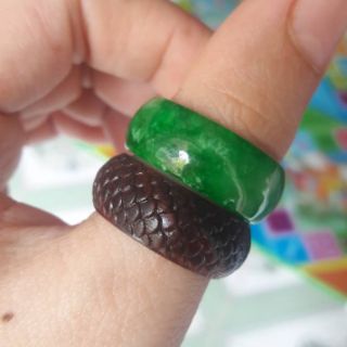 Nhẫn sừng , gỗ chạm vảy rồng