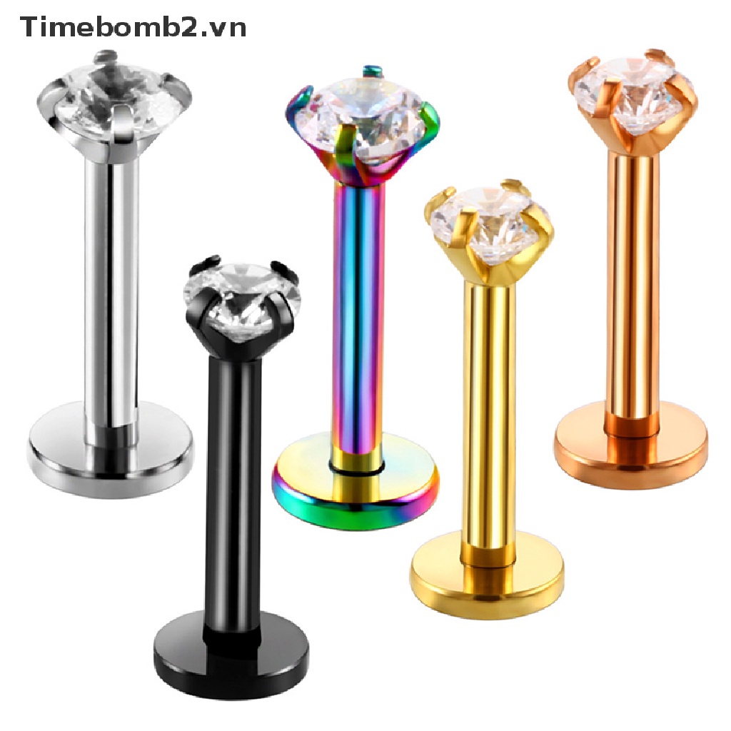 Bộ 2 Khuyên Xỏ Môi Đính Đá zircon Thời Trang 18G