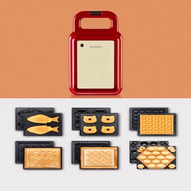 Máy nướng bánh tổ ong vuông mini máy làm bánh waffle Torsom [sẵn hàng]