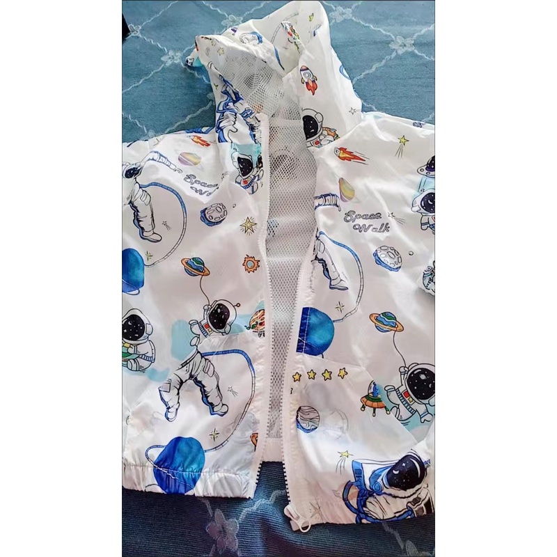 Áo khoác gió lưới chống nắng hoạ tiết Doraemon/Phi hành gia cho bé gái & bé trai  N01226
