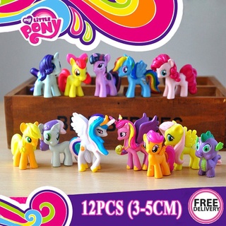 12 cái / bộ 3-5 cm poni nhỏ PVC cầu vồng ngựa dễ thương ngựa hành động đồ chơi búp bê cô gái sinh nhật món quà giáng sinh