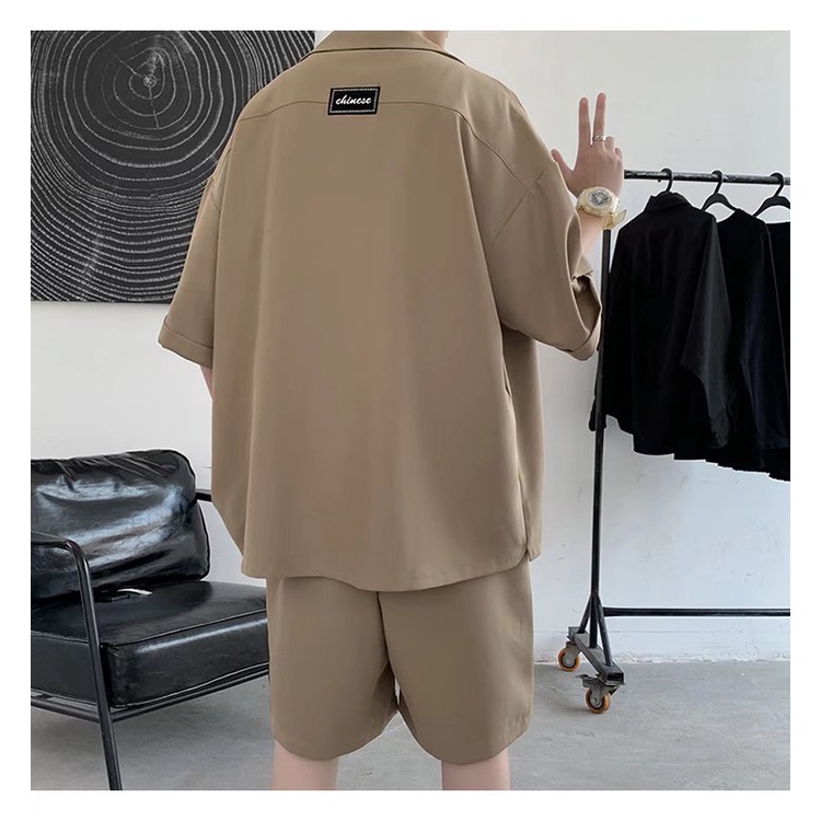 Bộ áo sơ mi ngắn tay và quần short thời trang mùa hè dành cho nam