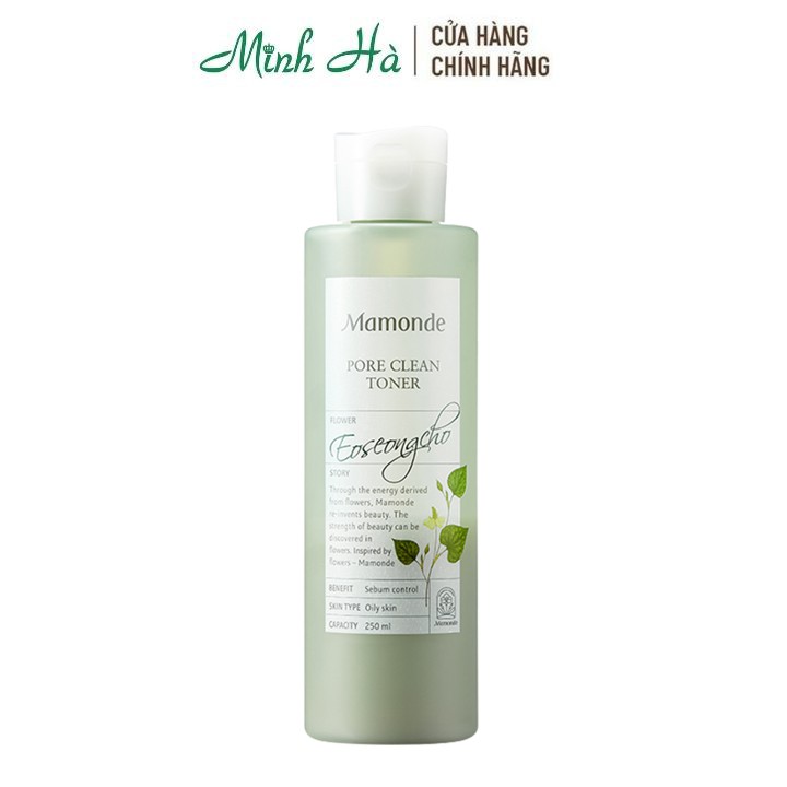 Nước hoa hồng Mamonde Pore Clean 250ml chiết xuất từ diếp cá dành cho da dầu mụn