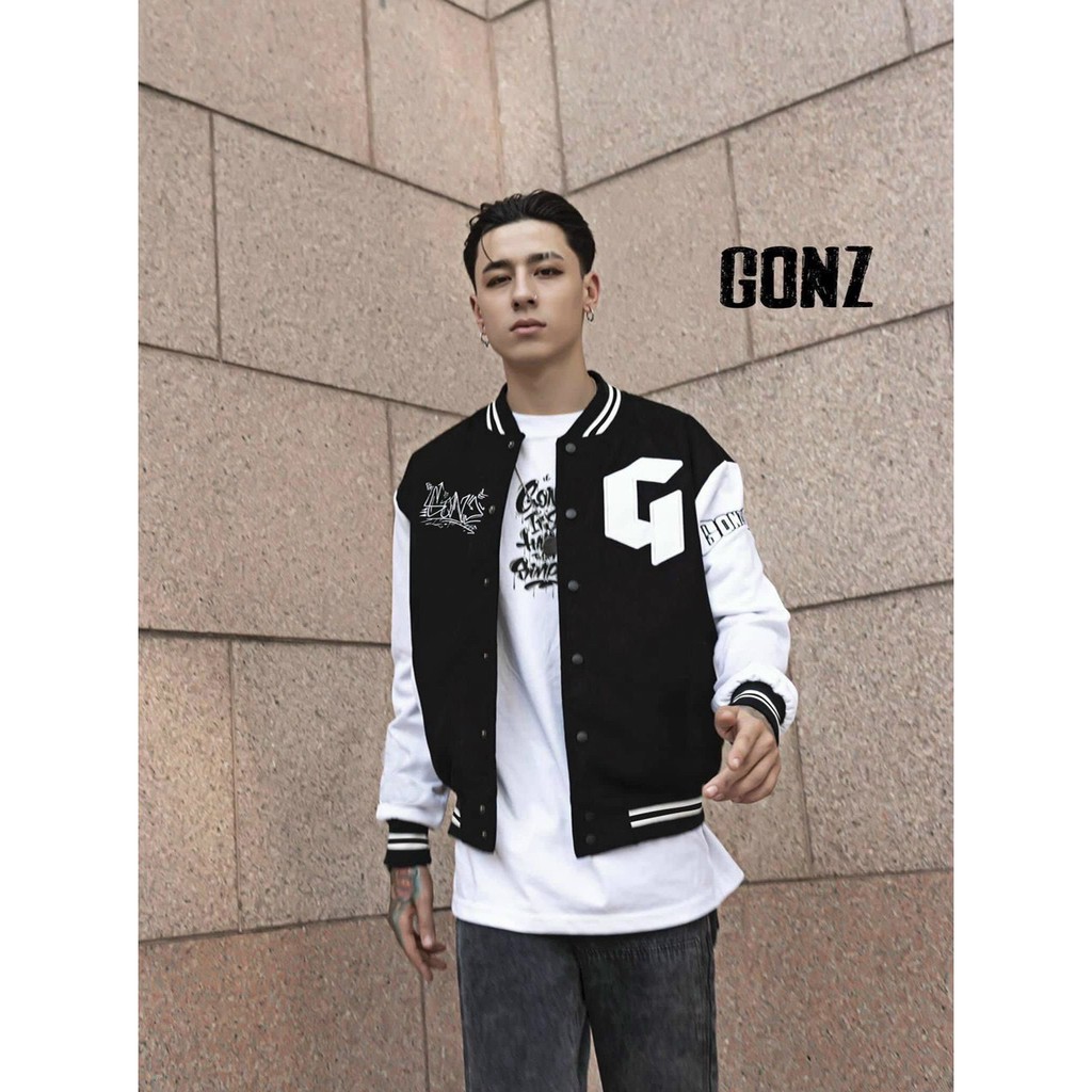 Áo Khoác Bomber Jackets in GONZ Kiểu Dáng Unisex Nam Nữ Form Rộng Ulzzang