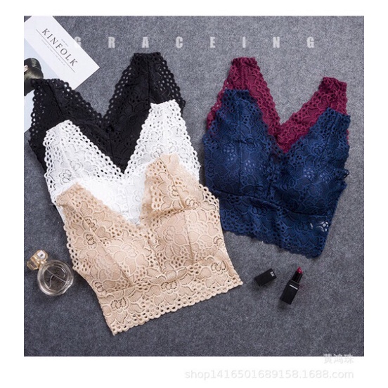 Loại đẹp Siêu hót áo bra ren dáng ngắn FREESIZE &lt;55KG