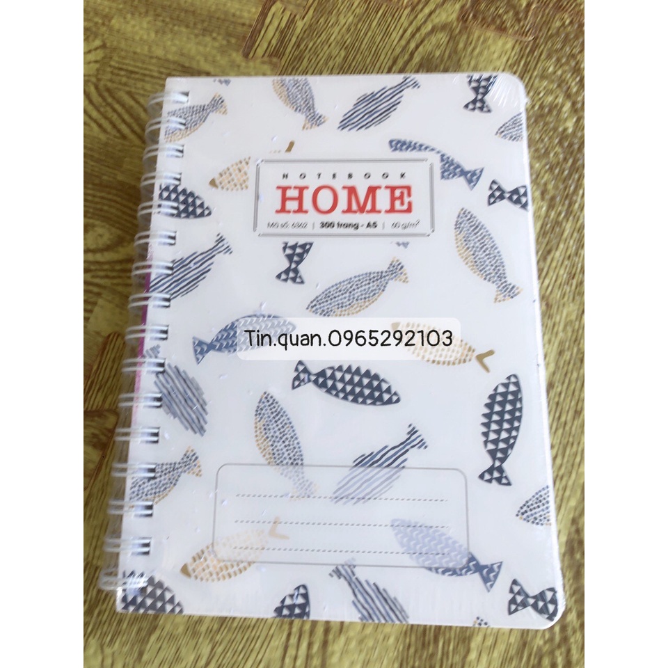 Sổ Lò Xo A5 Home bìa cứng trơn bóng 300 Trang, Sổ Lò Xo Cầm Tay A5 300 Trang