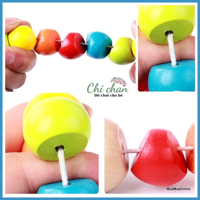 Đồ chơi con sâu gỗ uốn dẻo nhiều màu sắc cho bé, phát triển kỹ năng theo phương pháp montessori cho bé - Chi chan 010