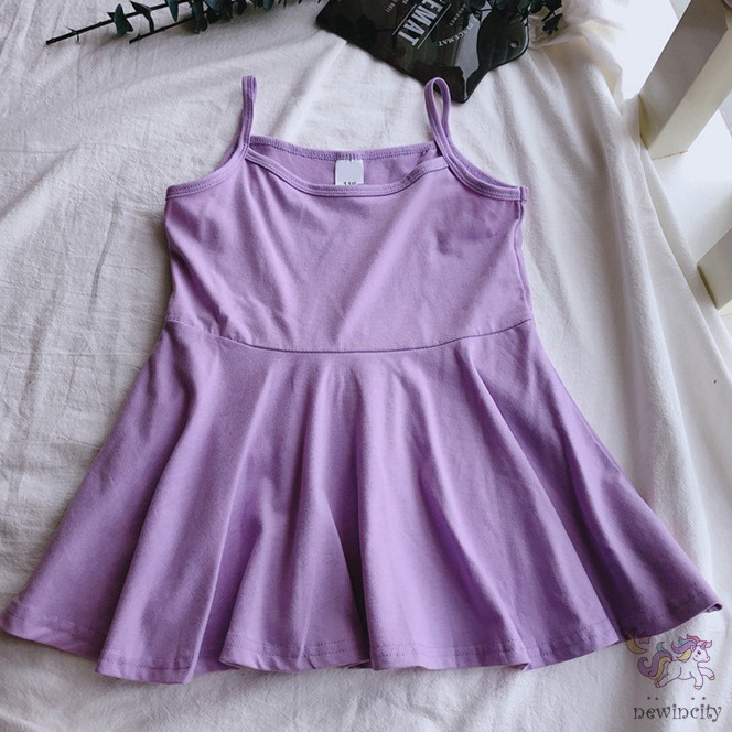 Đầm Sát Nách Trơn Màu Cho Bé