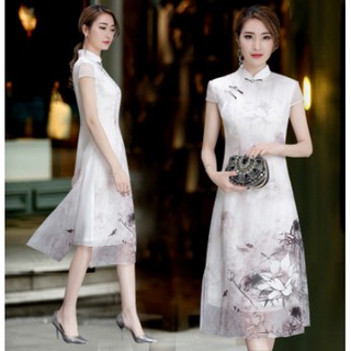 Đầm dáng xòe -sườn xám