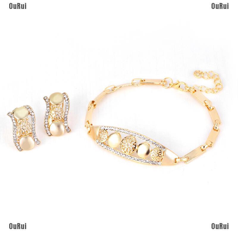 Bộ Khuyên Tai Và Bông Tai Đính Đá Phong Cách vintage Thời Trang Cho Nữ