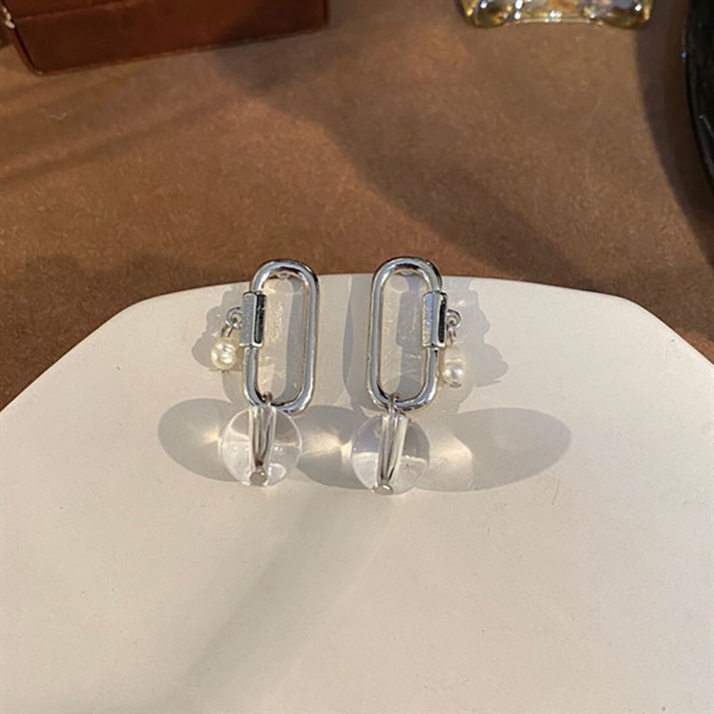 Bông Tai Mushroom Lee - Móc Khoen Bi Trong Suốt Đính Hạt Trai