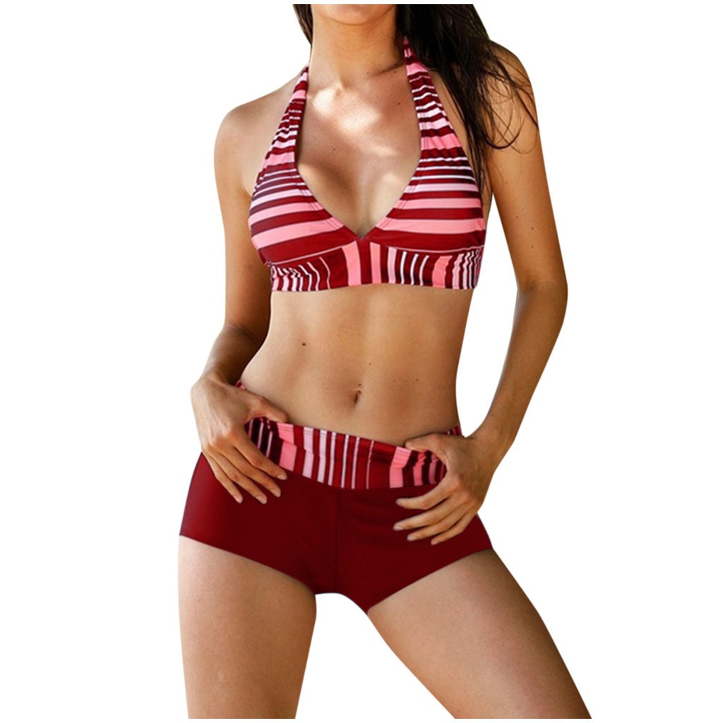 Women's Fashion Summer Fashion Two Piece Sexy Bikini Striped Bandage Swimwear | BigBuy360 - bigbuy360.vn