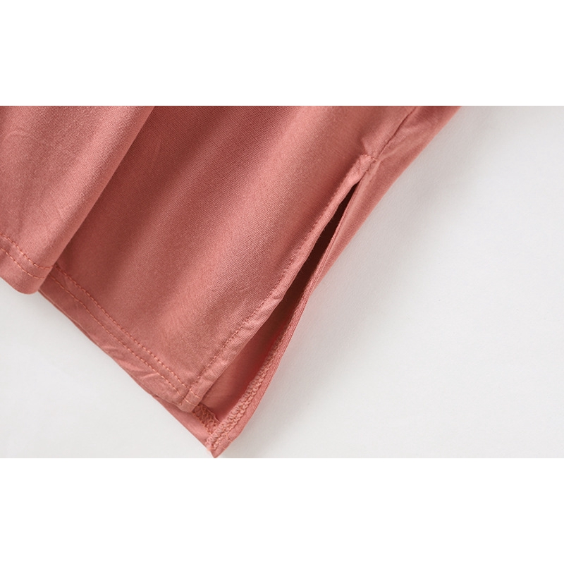 Đầm Thun Tay Ngắn Dáng Dài Vải Cotton Màu Trơn Thiết Kế Trẻ Trung Cho Nữ