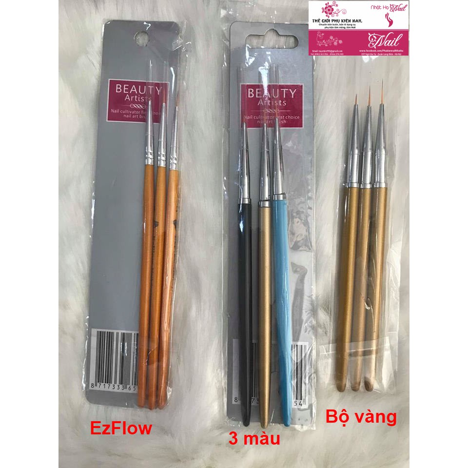 Bộ cọ vẽ nét gel (Bộ 3 cây vàng) Nail Art Brush Pen