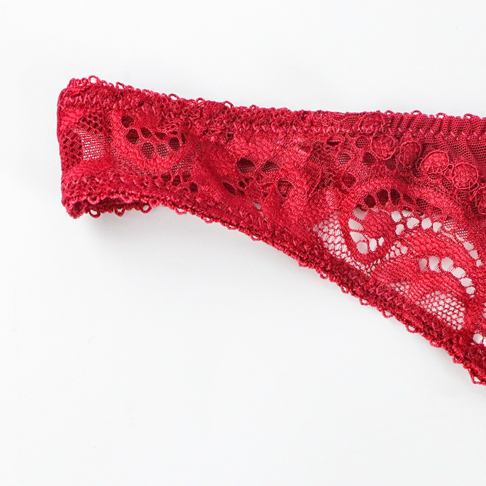 Bộ Đồ Lót Varsbaby 3 Món Gồm Áo Ngực Nửa Cúp Ren Hoa Quần Lót Thường Và Quần Lót Lọt Khe Vải Mỏng Cho N