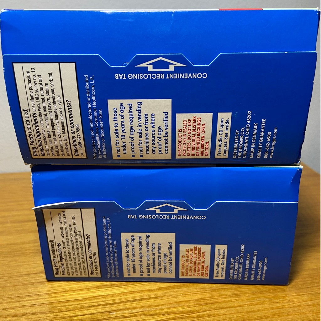 Kẹo cao su Kroger Nicotine Gum 2mg,160 viên, hương bạc hà | BigBuy360 - bigbuy360.vn