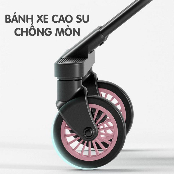 Xe đẩy đảo chiều gấp gọn Kinlee có mái che, đệm màu đen (bản nâng cấp)