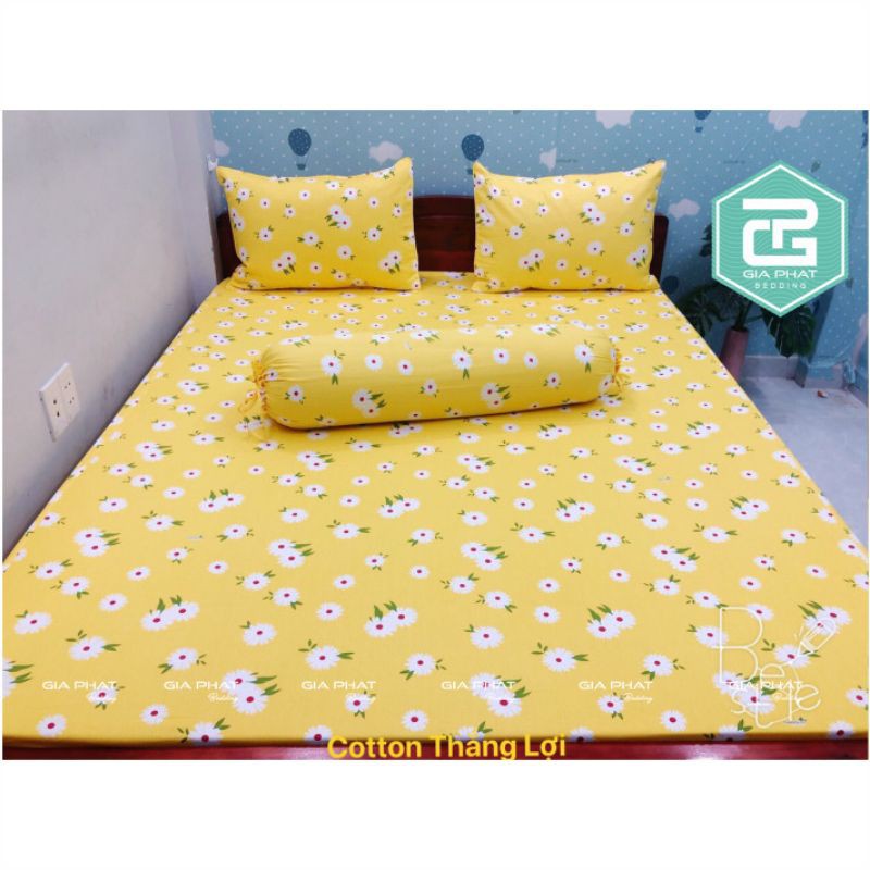 Bộ ga gối mẫu hoa cúc cotton Thắng Lợi