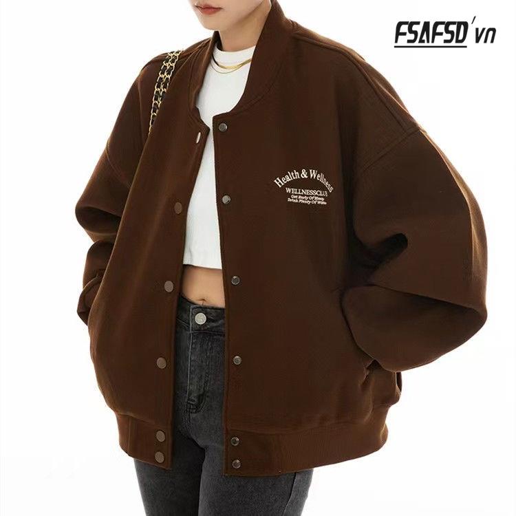 Áo Khoác Bóng Chày Ngắn Dáng Rộng Thêu Họa Tiết Kiểu Retro Mỹ Thời Trang Mùa Thu Cho Các Cặp Đôi