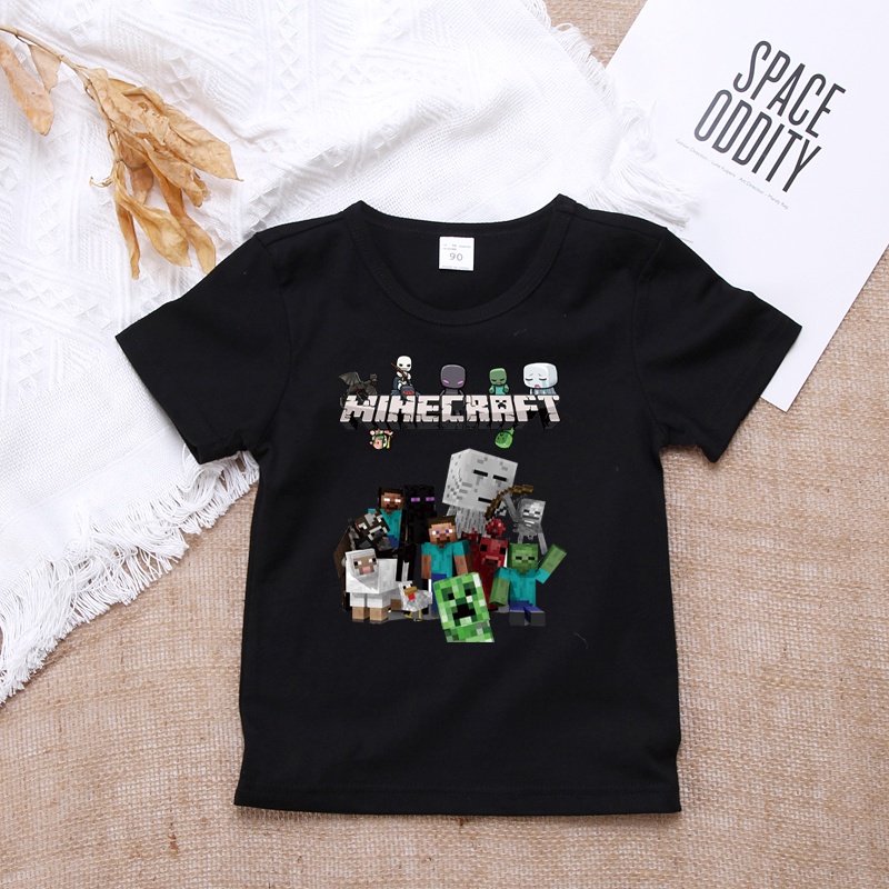 Áo Thun Tay Ngắn In Hình Minecraft 8 Màu Thời Trang Mùa Hè Cho Bé Hoạt Hình
