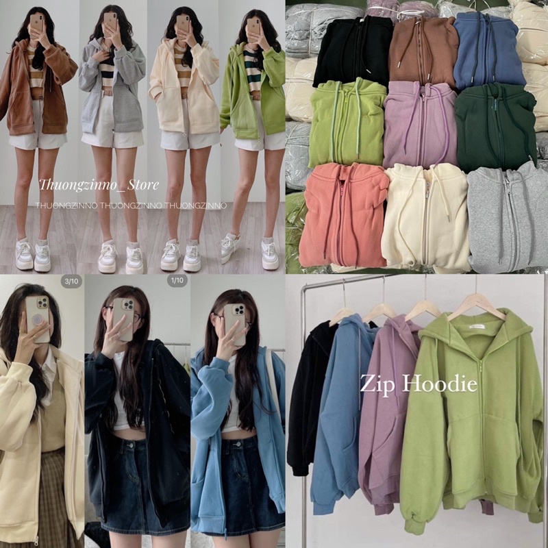 [Ảnh thật/Video]Áo khoác nỉ gân tâm dáng croptop loại 1 thiết kế hai lớp dày dặn Áo hoodie mũ to hàng Quảng châu