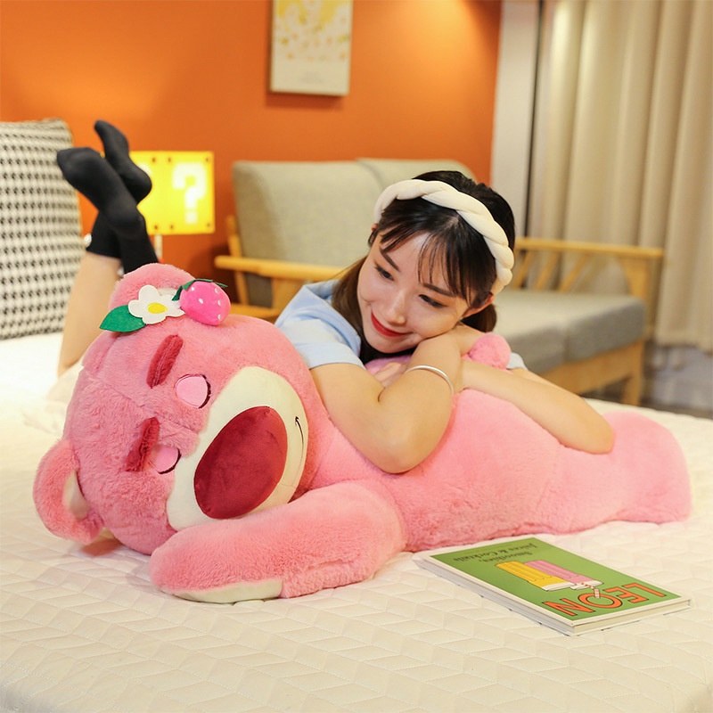 Thú Nhồi Bông Hình Gấu Dâu Tây Mềm Mại Dễ Thương Trang Trí Phòng Bé Gái