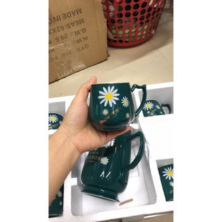 Bộ ấm chén sứ xanh cổ vịt hoa cúc/ quả chanh