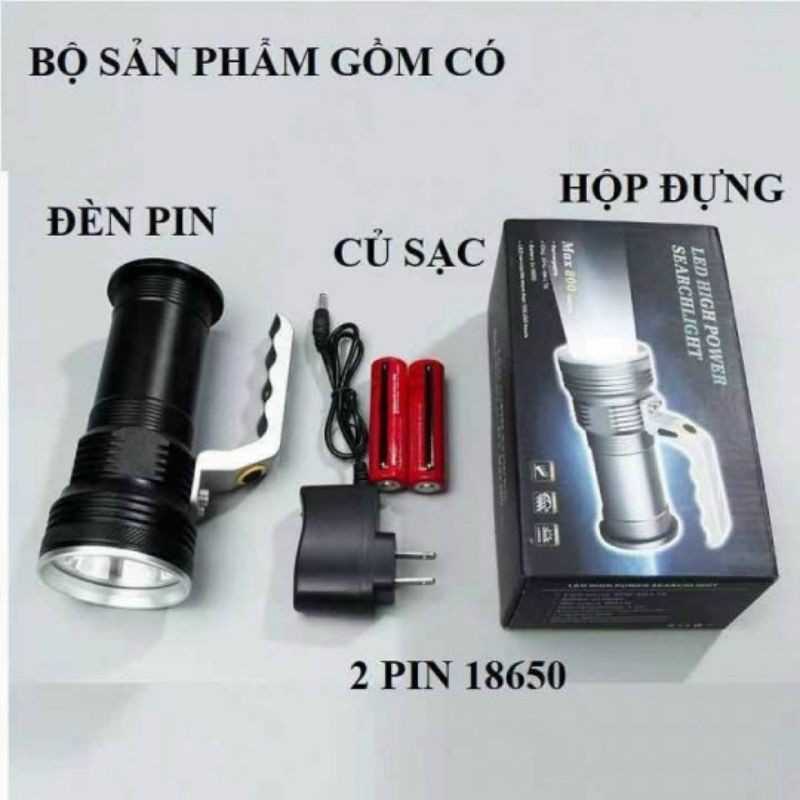 ĐÈN PIN SIÊU SÁNG MAX 800 - KÈM 2 PIN 18650 , 3 CHẾ ĐỘ SÁNG