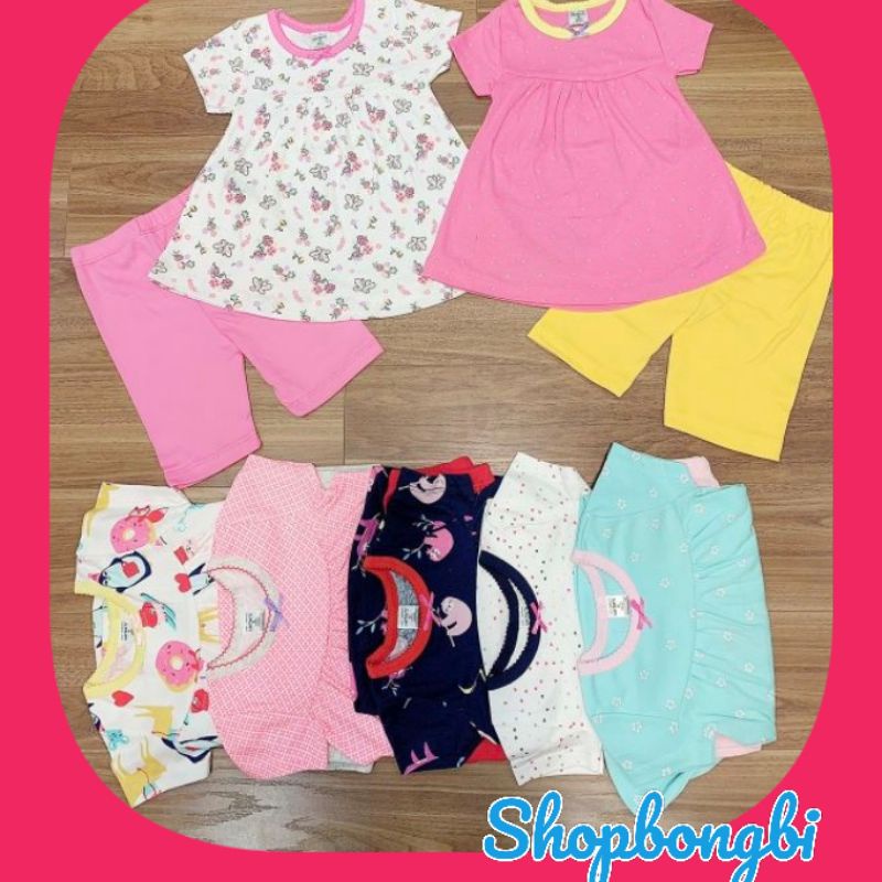 Bộ Bé Gái Cộc Tay Cotton bozip xuất dư Gymboree chất đẹp