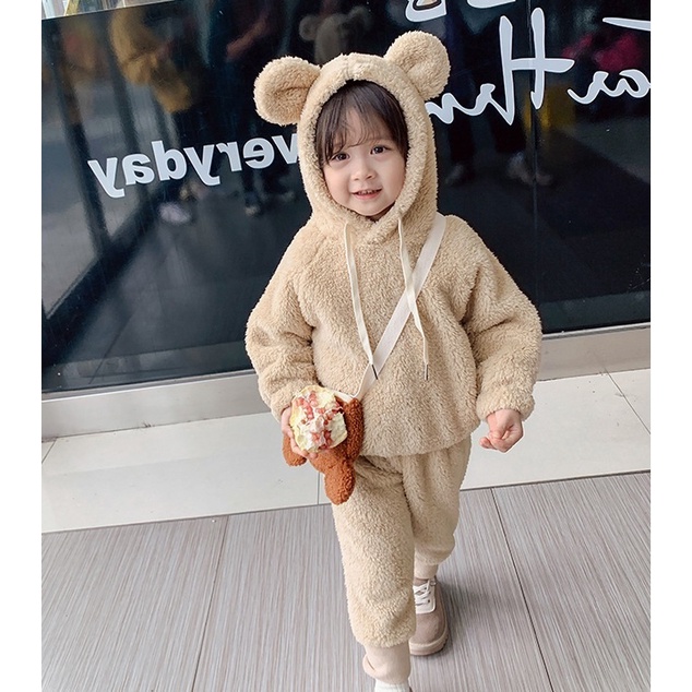 Bộ lông cho bé trai bé gái dày dặn ấm áp . Set bộ áo khoác mùa đông trẻ em từ 6 đến 16kg