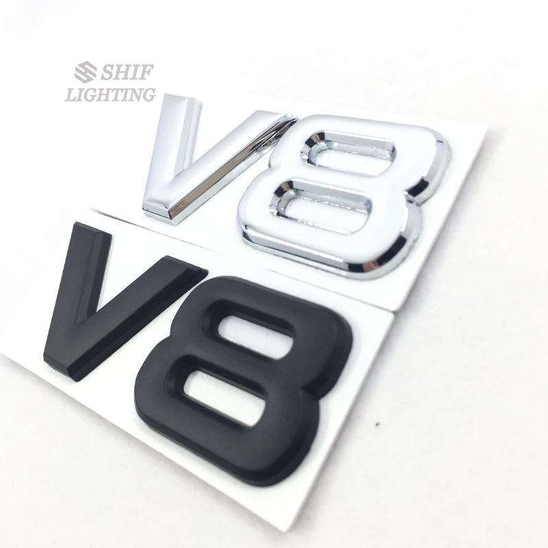 Logo kim loại V8 dán trang trí xe hơi
