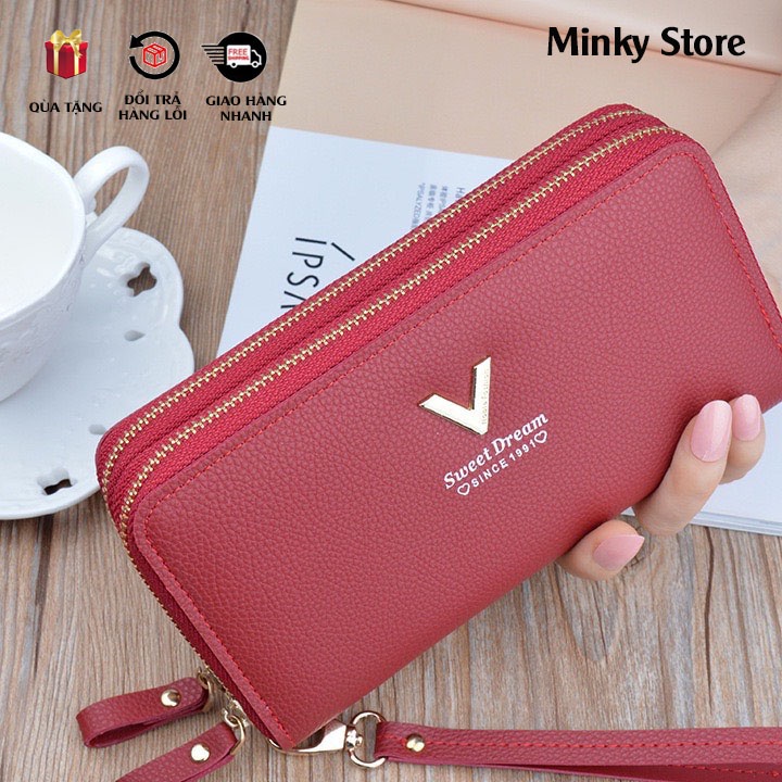 Ví nữ dài cầm tay V SWEET DREAM phong cách hàn quốc siêu đẹp nhiều ngăn tiện dụng Minkystore T001