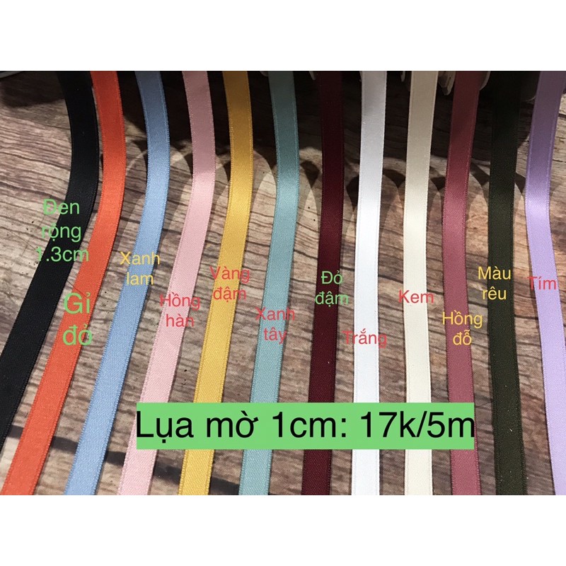 5m ruy băng lụa mờ rộng 1cm
