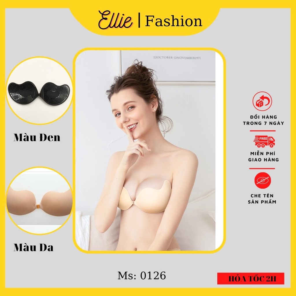 Miếng dán ngực silicone nâng ngực tạo khe hình trái xoài tàng hình kết hợp với áo hở vai, đầm hở lưng mã 0126