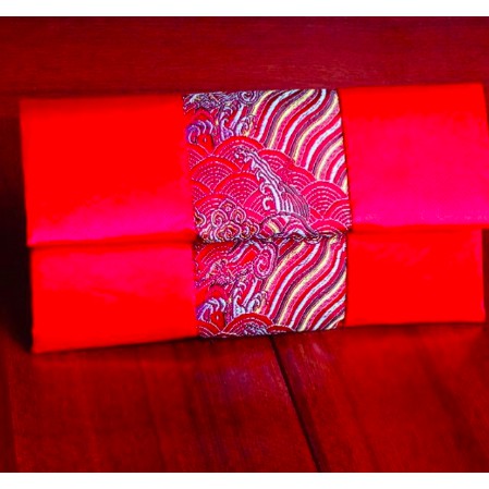 Bao lì xì giấy lụa nhũ, 3 chiều, size đại nắp gập vân núi