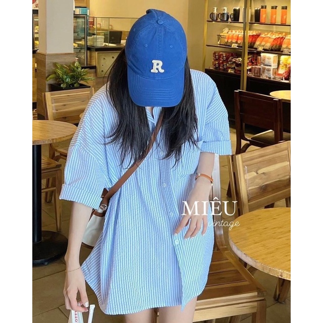 ÁO SƠ MI KẺ SỌC TAY LỠ FORM RỘNG