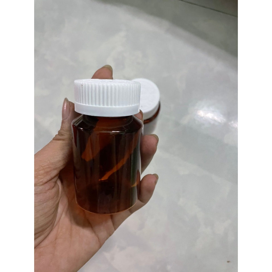 Lọ nhựa dược nâu nắp nhấn chọn dung tích 60ml,100ml,120ml, 150ML gồm siu và gói hút ẩm